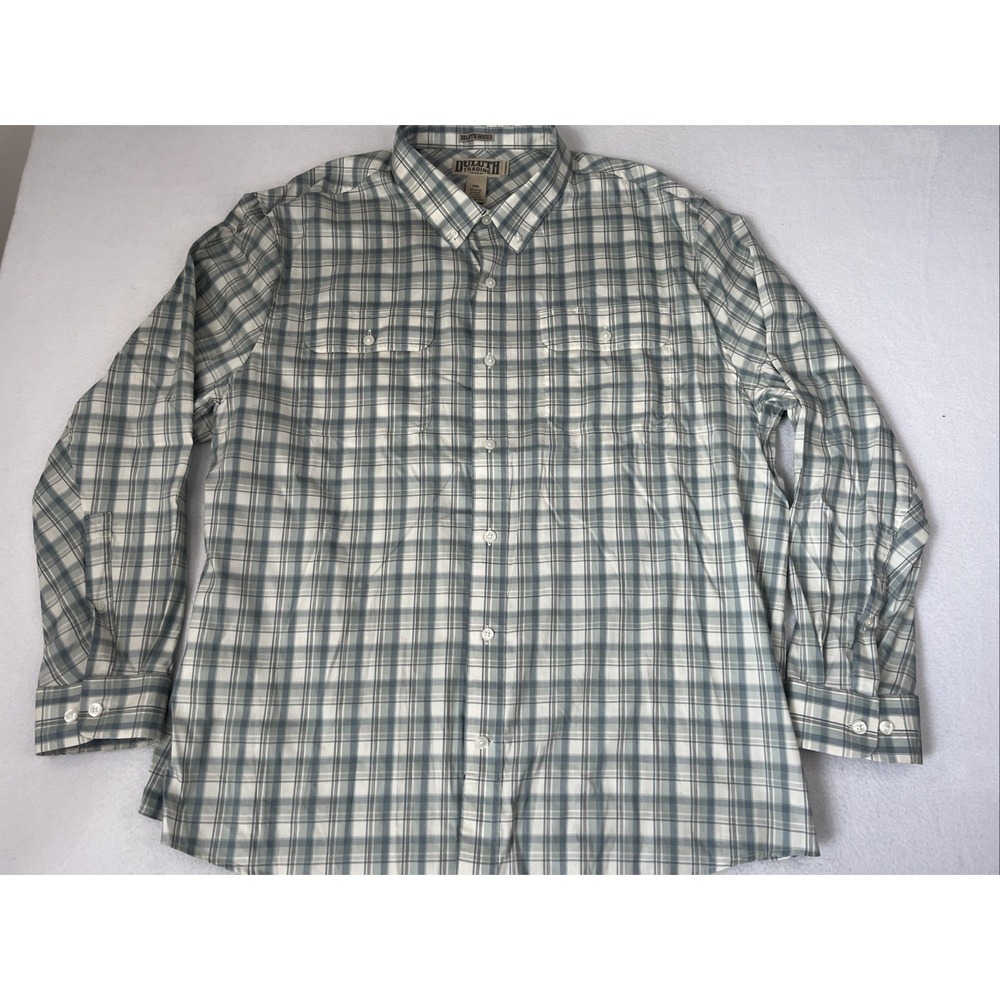 Duluth Trading Untucked Plaid Soft Skills Standard Fit Button Front Shirt 2XL